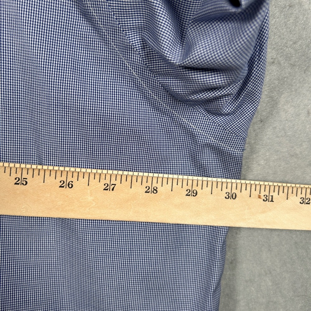 2 Jos. A. Bank Traveler Cotton Shirts Mens 20X35 Navy & Baby Blue Houndstooth - Picture 13 of 16
